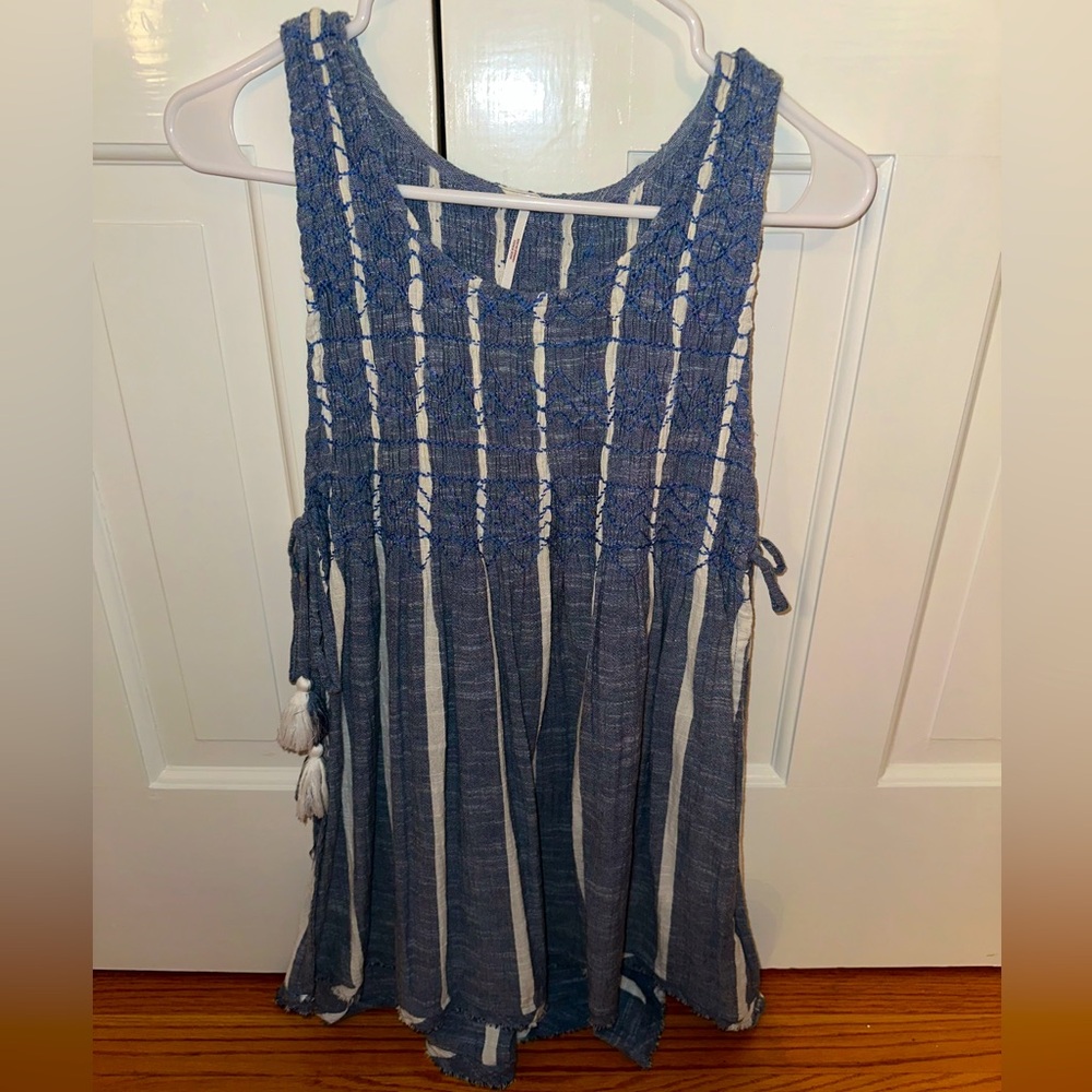 Free People Blue and White Mini Dress